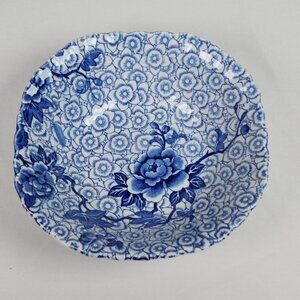 Johnson Brothers Fine China Lotus Blue 1979 Square Cereal Bowl 6" wide Vintage